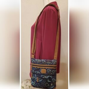 Stone Mountain Crossbody Quilted Leather Bag-Purse Purple Paisley Floral Prairie